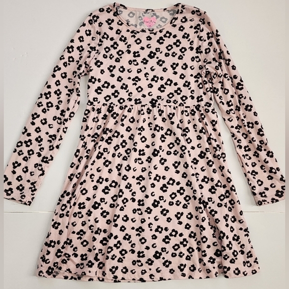 free style Other - Free Style Girls Pink Leopard Print Knee-Length Ruffled A-Line Sundress, sz 10
